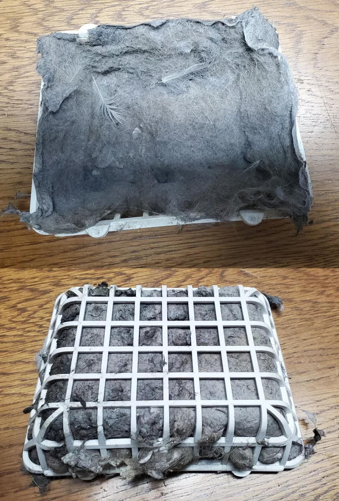 Dryer vent screen - plugged with lint